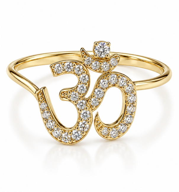 14KT GOLD DIAMOND OHM RING