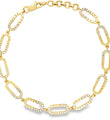 14KT GOLD HALF DIAMOND PAPERCLIP CHAIN BRACELET