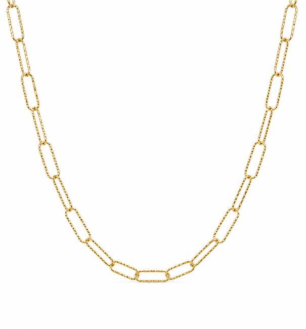 14KT YELLOW GOLD LINK DIAMOND CUT NECKLACE