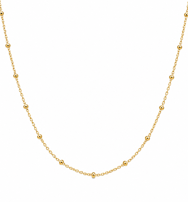 14KT YELLOW GOLD BALL STATION NECKLACE