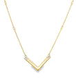 14KT YELLOW GOLD V SHAPE BAR DIAMOND NECKLACE