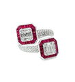 18KT WHITE GOLD RUBY AND DIAMOND RING