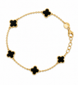 14KT GOLD BLACK ONYX CLOVER BRACELET 7