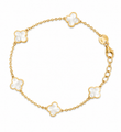14KT YELLOW GOLD MOTHER OF PEARL CLOVER BRACELET 7