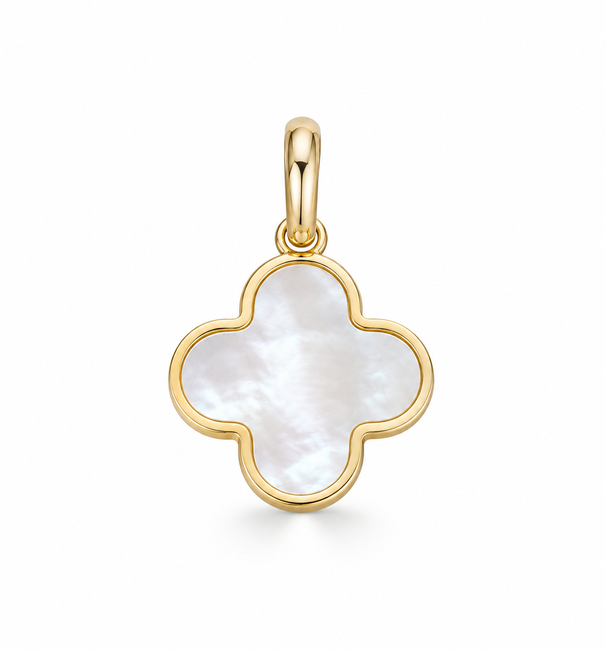 14KT YELLOW GOLD MOTHER OF PEARL CLOVER PENDANT