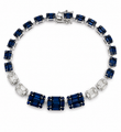 18KT WHITE GOLD BLUE SAPPHIRE AND DIAMONDS TENNIS BRACELET