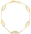 14KT GOLD HALF DIAMOND PAPERCLIP CHAIN BRACELET