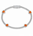 14KT GOLD ORANGE SAPPHIRE AND DIAMONDS HEART CUBAN BRACELET