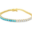14KT GOLD TURQUOISE AND CHAMPAGNE DIAMONDS BRACELET