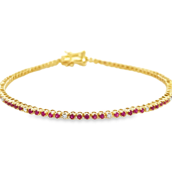 14KT GOLD DIAMOND AND RUBY BRACELET