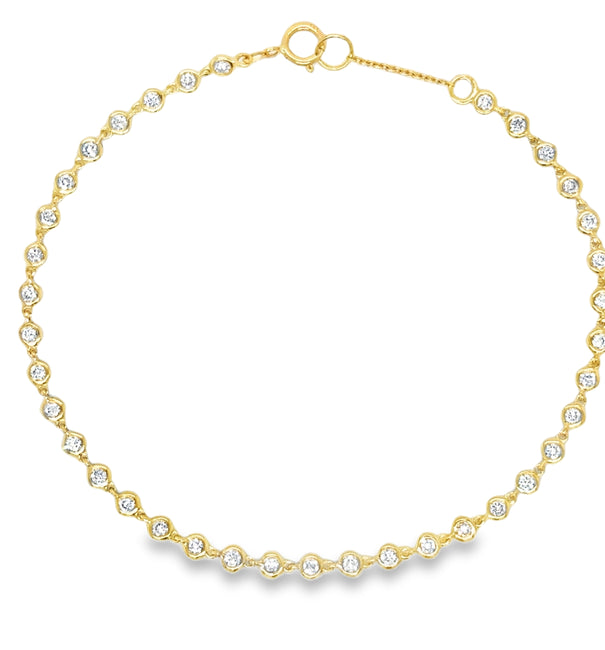 14KT GOLD BEZELED DIAMOND STATION BRACELET