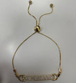 14KT GOLD THREE ROW PAVE DIAMOND HORSESHOE BAR BOLO BRACELET