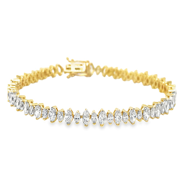 14KT YELLOW GOLD MARQUISE DIAMONDS BRACELET