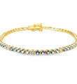 14KT GOLD BLUE AQUAMARINE AND DIAMOND TENNIS BRACELET
