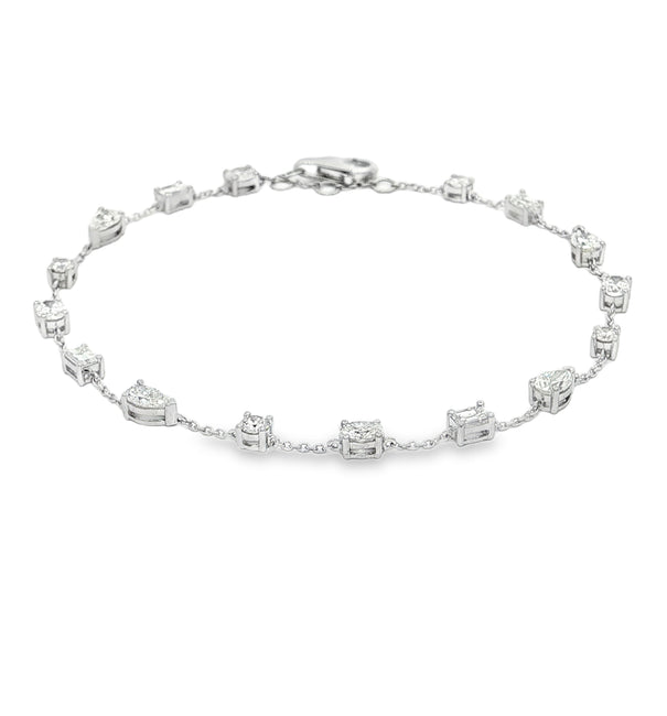 14KT GOLD STATION DIAMOND TENNIS BRACELET