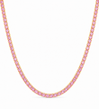 14KT GOLD PINK SAPPHIRE 4-PRONG TENNIS NECKLACE