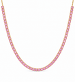 14KT GOLD PINK SAPPHIRE 4-PRONG TENNIS NECKLACE
