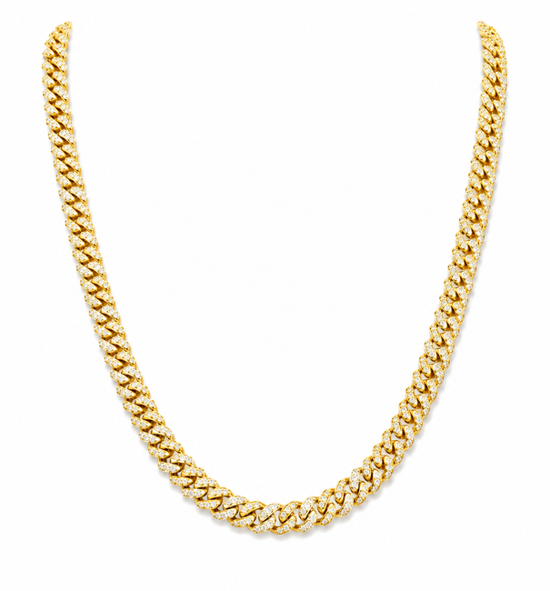 14KT GOLD DIAMOND CUBAN NECKLACE (5 MM)