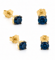 14KT GOLD BLUE DIAMOND EARRING STUDS