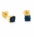 14KT GOLD BLUE DIAMOND EARRING STUDS