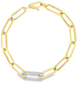 14KT GOLD PAPERCLIP CHAIN WITH ONE DIAMOND LINK BRACELATE