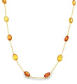 18KT GOLD BAZELED ORANGE AND YELLOW SAPPHIRE STATION NECKLACE