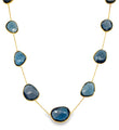 18KT GOLD BAZELED LONDON BLUE TOPAZ STATION NECKLACE