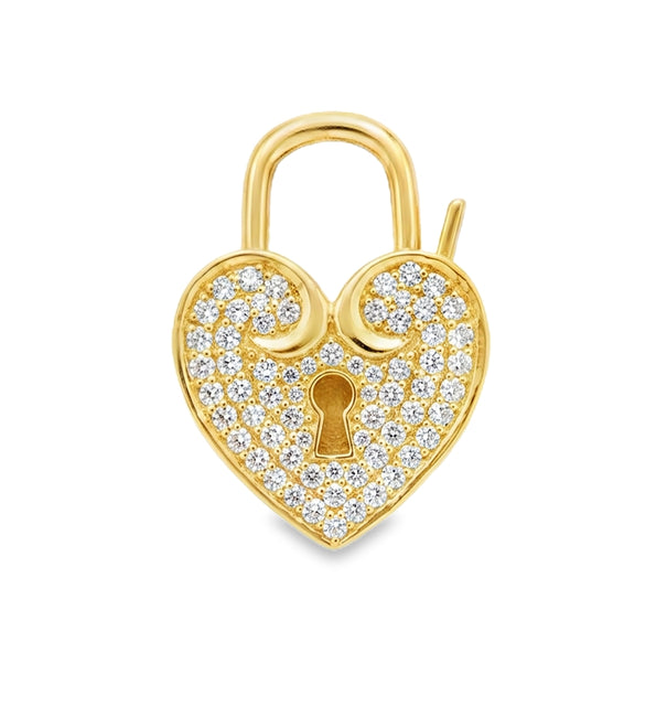 14KT YELLOW GOLD DIAMOND HEART LOCK