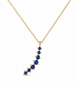 14KT YELLOW GOLD BLUE SAPPHIRE CURVED NECKLACE