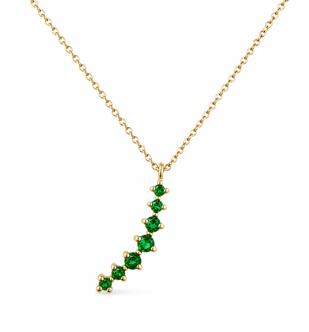 14KT YELLOW GOLD EMERALD CURVED NECKLACE