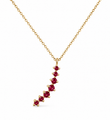 14KT YELLOW GOLD RUBY CURVED NECKLACE