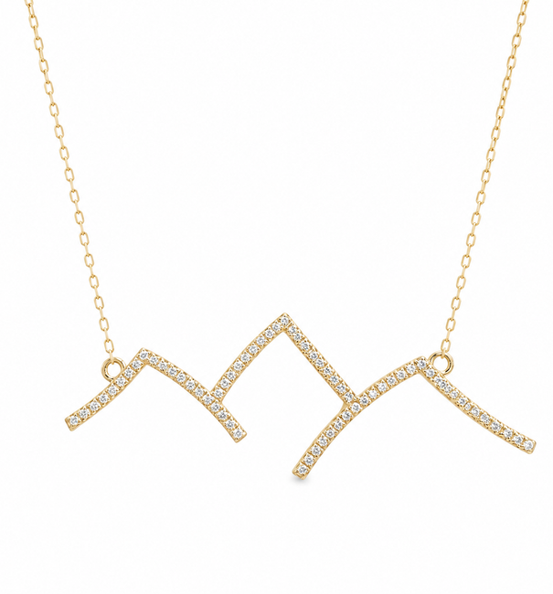 14KT YELLOW GOLD DIAMOND MOUNTAIN NECKLACE