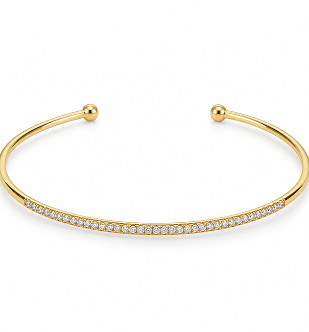 14KT GOLD DIAMOND CUFF BANGLE