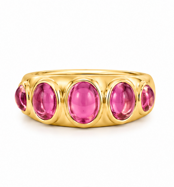 14KT YELLOW GOLD PINK TOURMALINE STYLE RING