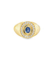 14KT YELLOW GOLD BLUE SAPPHIRE AND DIAMONDS RING