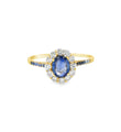 14KT YELLOW GOLD DIAMONDS WITH BLUE SAPPHIRE RING