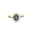 14KT YELLOW GOLD DIAMONDS WITH GREEN SAPPHIRE RING