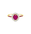 14KT YELLOW GOLD RING WITH RUBY AND DIAMONDS
