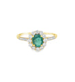 14KT YELLOW GOLD RING WITH EMERALD AND DIAMONDS