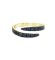 14KT YELLOW GOLD BLACK DIAMOND OPEN BYPASS RING