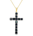 14KT YELLOW GOLD BLACK DIAMOND CROSS PENDANT