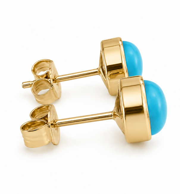 14KT GOLD TURQUOISE EARRING STUDS