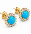 14KT GOLD TURQUOISE AND DIAMONDS EARRING