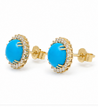 14KT GOLD TURQUOISE AND DIAMONDS EARRING