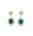 14KT YELLOW GOLD DIAMOND AND EMERALD DANGLING EARRINGS