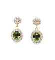 14KT YELLOW GOLD DIAMOND AND GREEN SAPPHIRE DANGLING EARRINGS