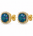 14KT YELLOW GOLD OPAL AND DIAMONDS EARING
