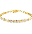 14KT YELLOW GOLD DIAMOND ROUND BEZEL SET TENNIS BRACELET