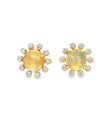 14K YELLOW GOLD OPAL WITH DIAMONDS EARRING