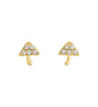 14KT YELLOW GOLD DIAMOND MUSHROOM EARRING STUDS